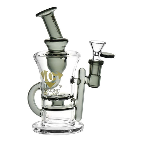 Diamond Glass Gold Ratchet Perc Recycler Water Pipe | 8" | 14mm F | Colors Vary