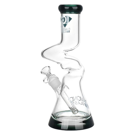 Diamond Glass Gold Zong Beaker Water Pipe | 10" | 14mm F | Colors Vary