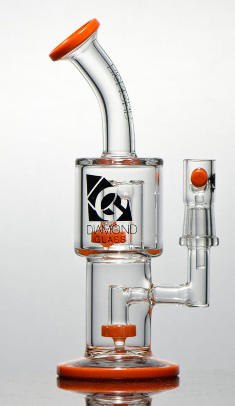Diamond Glass Hang Man Circle Perc Dab Rig in Orange with Disc Percolator - Front View