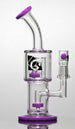 Diamond Glass Hang Man Circle Perc Dab Rig in Purple with Disc Percolator and Titanium Details, Front View