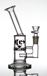 Diamond Glass Turbine Perc Rig with Male Joint, 7" Tall, USA-Made, Side View on White