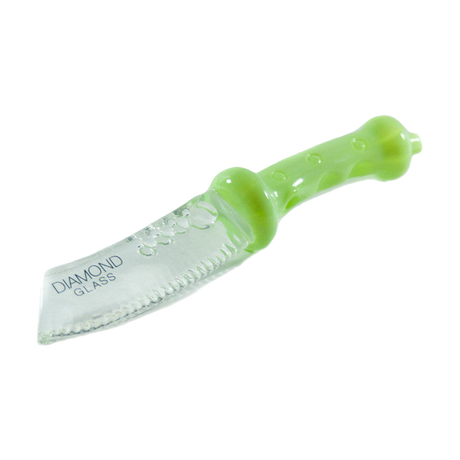 Diamond Glass - Green Knife Handpipe, 10" Length, American Made - DankGeek