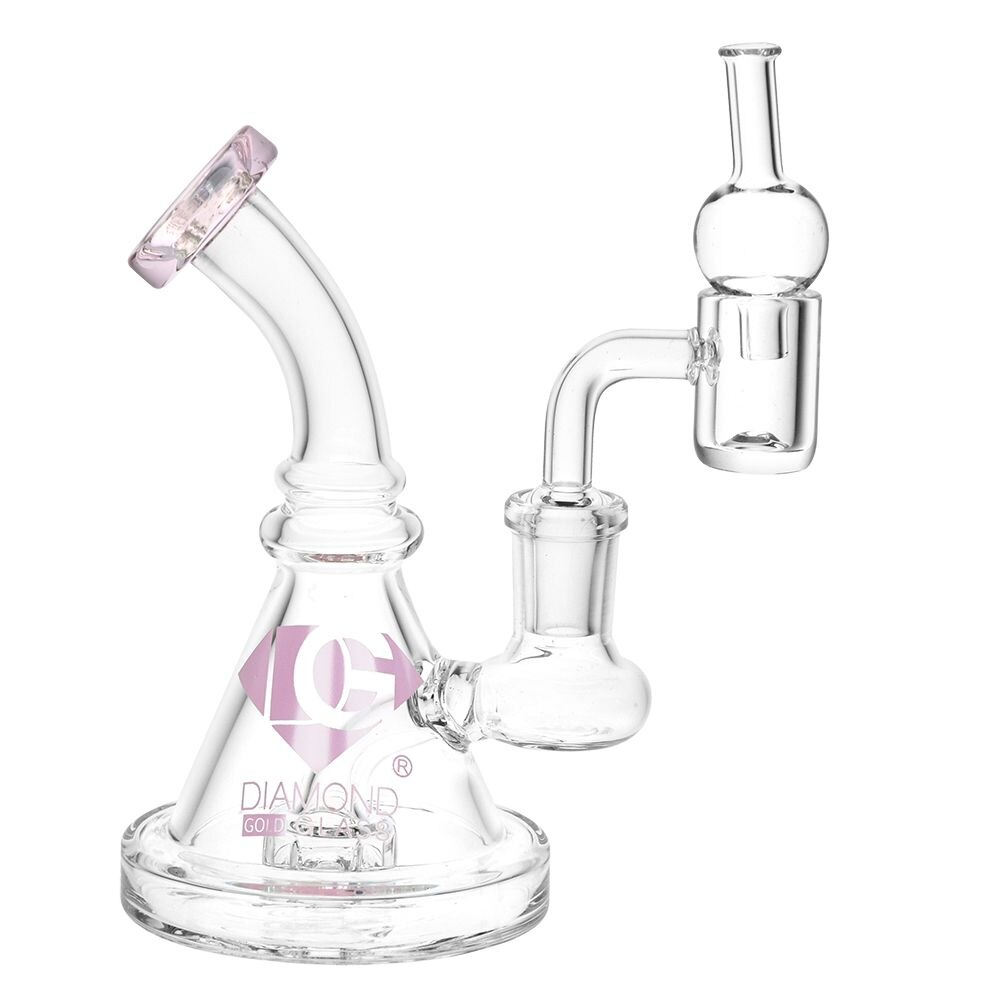 Diamond Glass Gold Mini Coil Dab Rig Set | 4.75" | 14mm F | Colors Vary