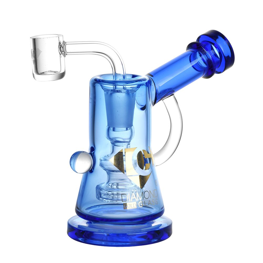 Diamond Glass Gold Ray Mini Dab Rig | 5" | 14mm F | Colors Vary