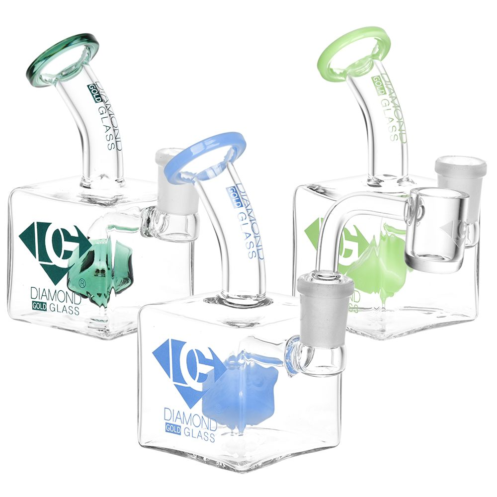 Diamond Glass Gold SP2 Mini Dab Rig | 4.5"| 14mm F | Colors Vary