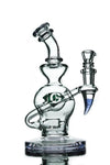 Diamond Glass Talon 7.5" Dab Rig in Light Blue with Barrel Perc and Poker Spike, Front View