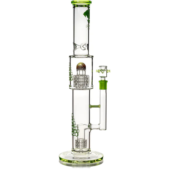 Diamond Glass - The Heizman 16'' Bong in Green with Matrix Percolator, Front View on White Background