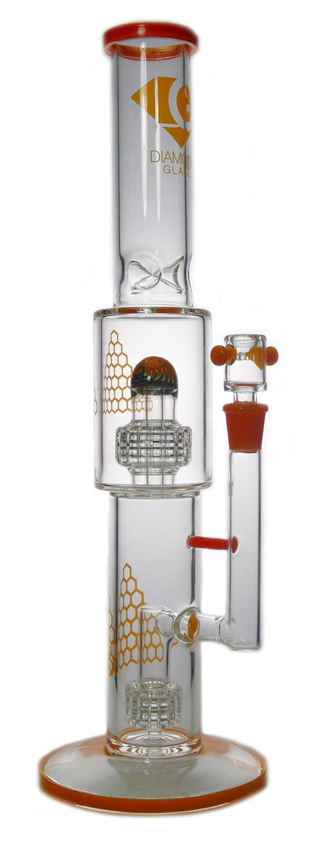 Diamond Glass - The Heizman 16'' Bong in Orange with Matrix Percolator - Front View