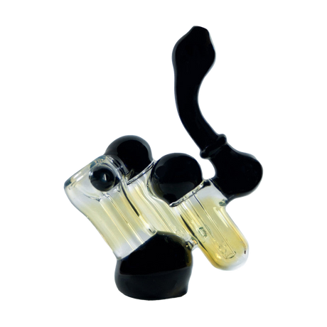 Diamond Glass - 8'' Triple Chamber Bubbler, Silver Fumed with Sherlock Design