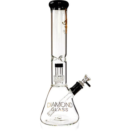 Diamond Glass 14'' UFO Perc Beaker Bong with Charcoal Accents and Clear Body