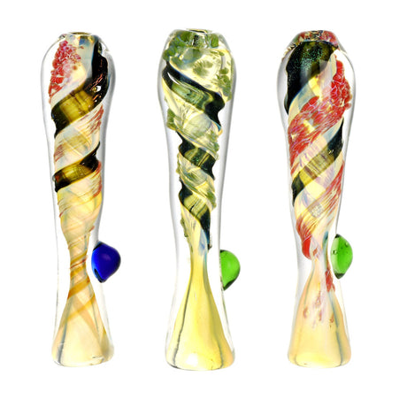 Dichro Candy Swirl Glass Tasters with Marbles, Borosilicate Chillums - Front View