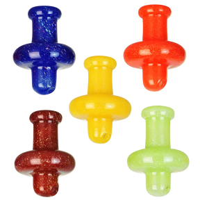 Variety of Dichro Fantasy Nipple Carb Caps in vibrant colors, made from thick borosilicate glass