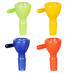 Assorted Dichro Sparkle Fantasy Herb Slides in heavy wall borosilicate glass, front view