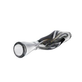 Valiant Distribution Dichroic Glass Chillum - Compact 4" Hand Pipe for Dry Herbs, Black/Clear