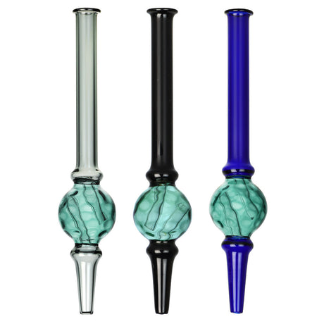 Assorted colors 6.5" Dimple Diffusion Chamber Glass Dab Straws for smooth hits