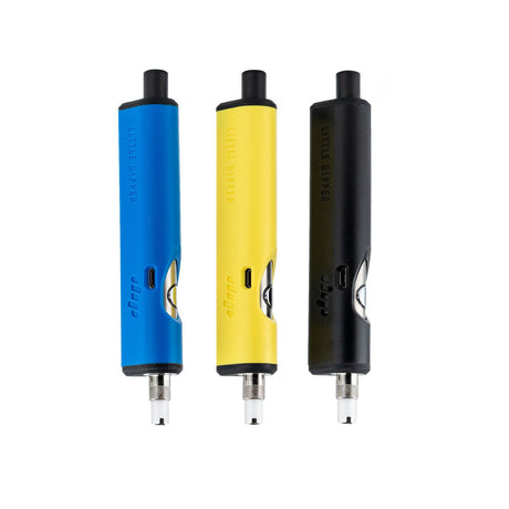 Dip Devices Little Dipper Vaporizers in Blue, Yellow, and Black - Front View