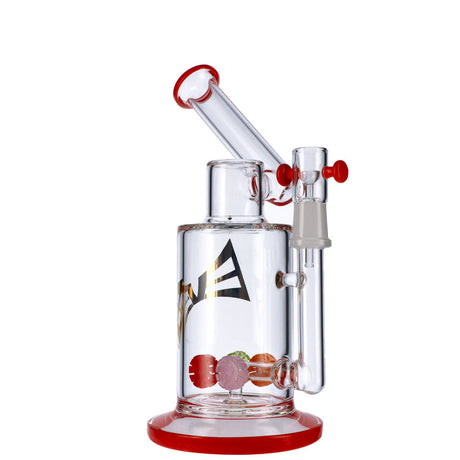 EVOLUTION Discovery 9" Dab Rig in Red with Borosilicate Glass, angled side view on white background