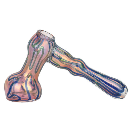 DNA Twist Gold Fumed Hammer Bubbler, 6" Borosilicate Glass, Side View on White Background