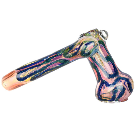 DNA Twist Gold Fumed Sidecar Bubbler with Intricate Design on White Background