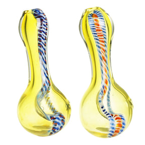 DNA Twist Spoon Pipe, 3.5" Borosilicate Glass, Portable Design with Colorful Accents