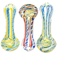 DNA Twist Spoon Pipes in various colors, compact design, front and side views, 4" borosilicate glass