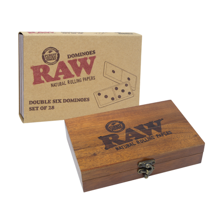 RAW Black & Red Logo Dominoes Set with Wooden Box - 28 Piece