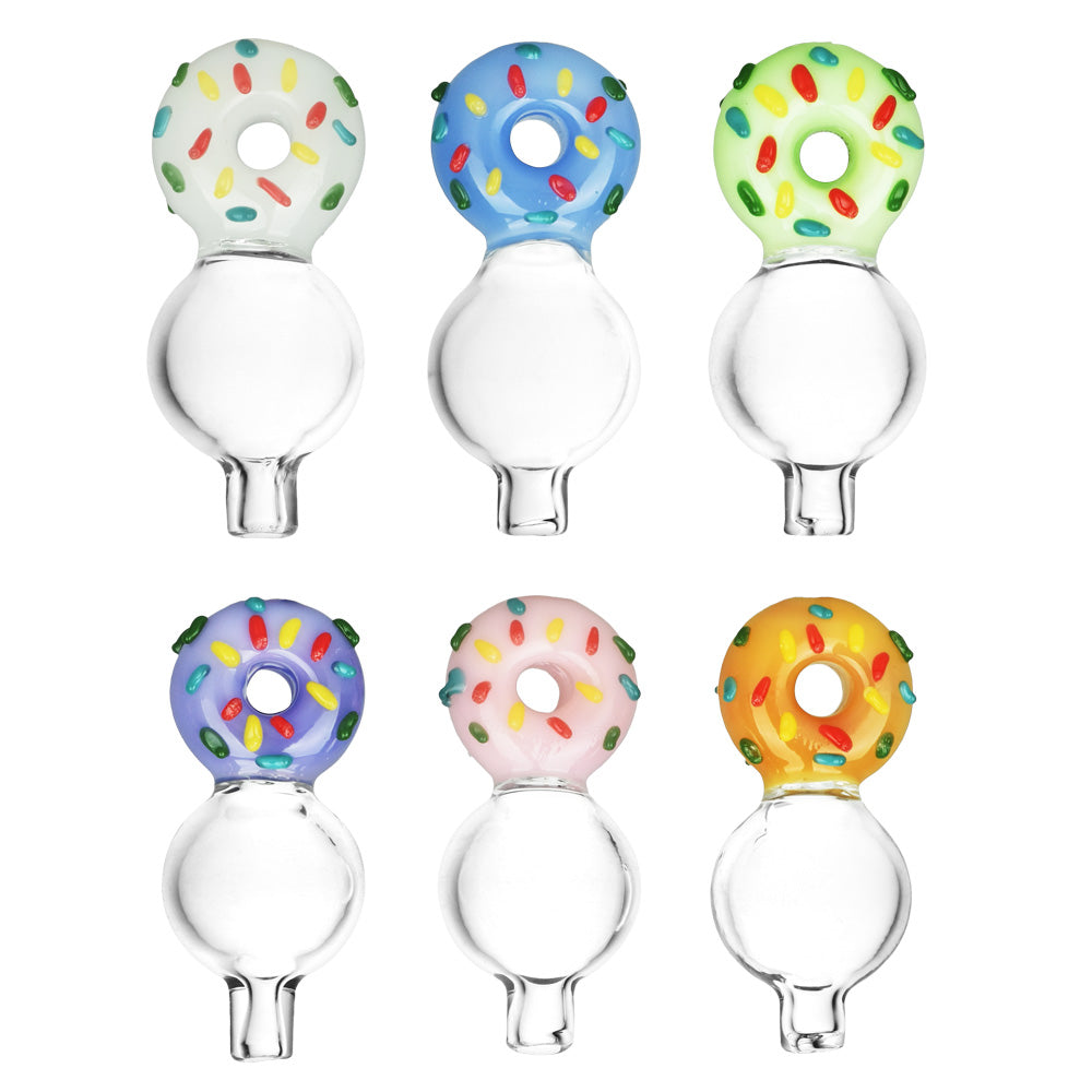 Assorted Donut Bubble Carb Caps Bundle, 25mm, Directional Airflow, Borosilicate Glass, Top View