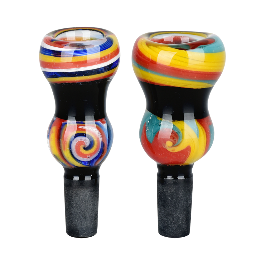 Double Bubble Wig Wag Circus Herb Slide | 14mm M | Colors Vary