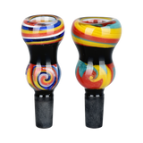 Double Bubble Wig Wag Circus Herb Slide | 14mm M | Colors Vary