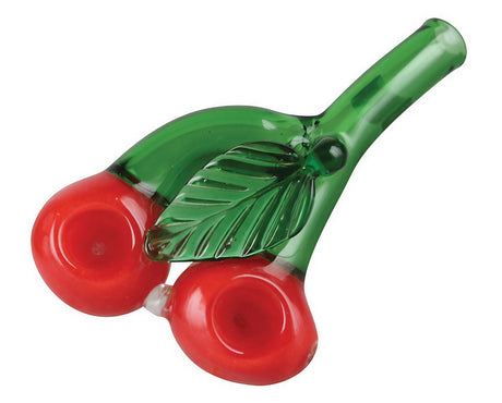 Double Cherry Glass Spoon Pipe for Dry Herbs, 5" Borosilicate, Top View