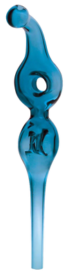 Blue Double Donut Vapor Straw Dab Collector, 6.5" Heavy Wall Borosilicate Glass, Side View
