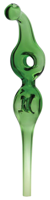 Green Double Donut Vapor Straw Dab Collector, 6.5" Borosilicate Glass, Front View