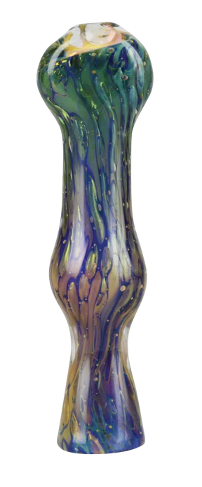 Double Glass Fumed Chillum Pipe, Color Changing, 3.75" Borosilicate, Front View