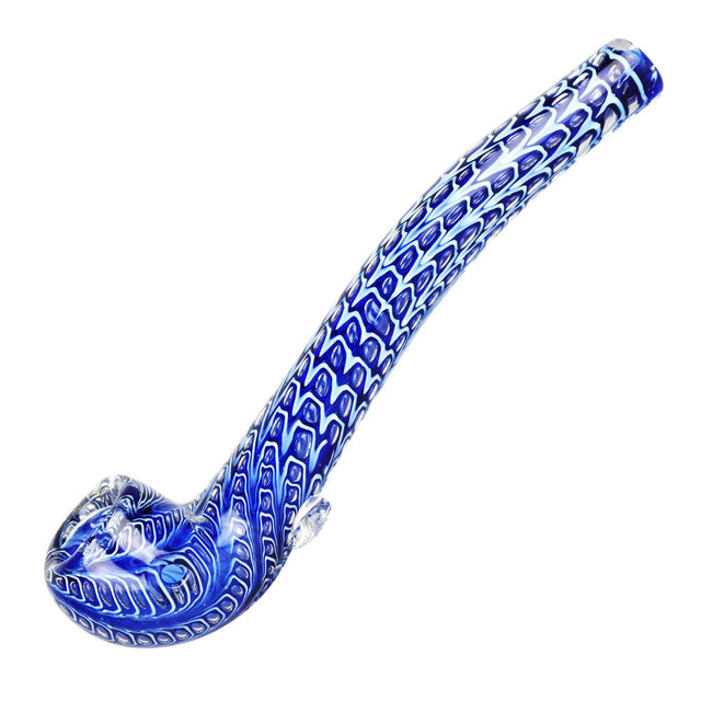 Double Glass Long Sherlock Pipe with Serpent Scale Design - 7.5" Side View