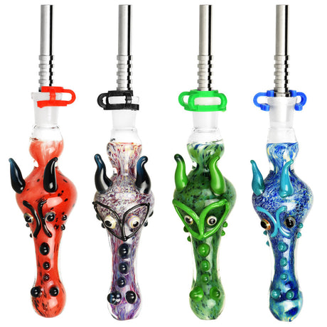 Assorted Dragon Snout Glass Vapor Straws with Titanium Tips, Front View