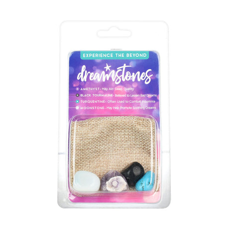 Dream Stones Gemstone 4pc Kit, packaged view with amethyst and other stones for home decor