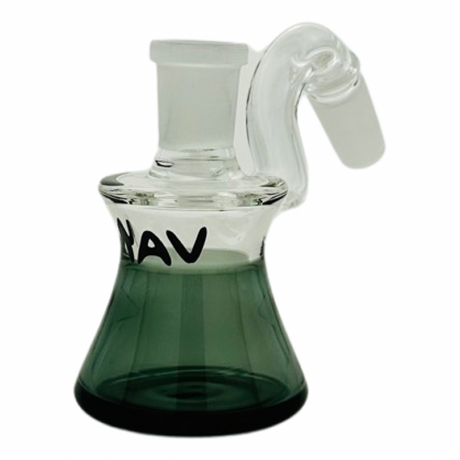 MAV Glass - Dry Ash Catcher 14mm/45° with Clear and Green Glass - Front View