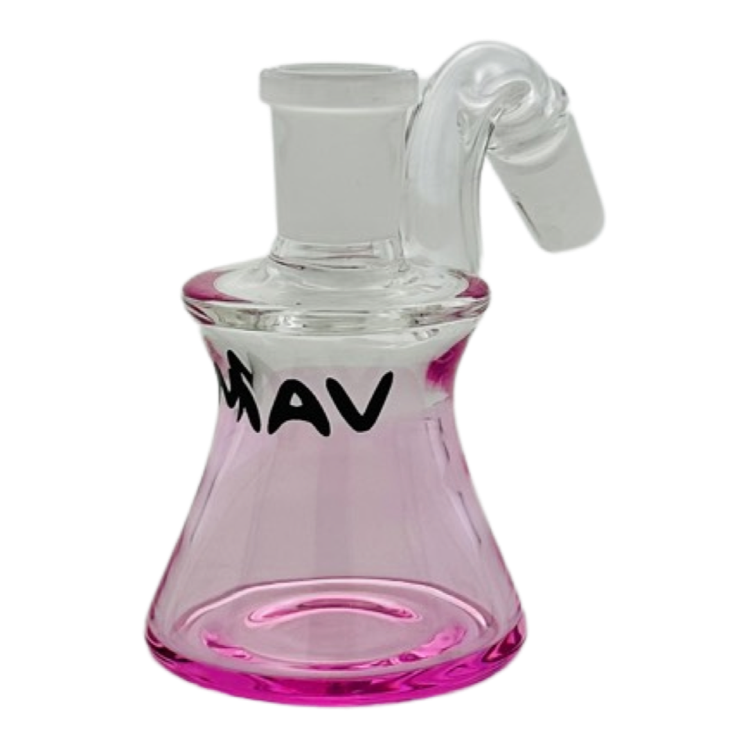 MAV Glass Dry Ash Catcher 14mm/45° in Clear with Pink Accents, Front View