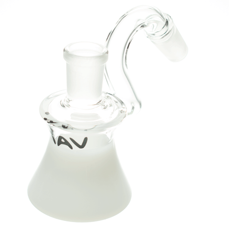 MAV Glass Dry Ash Catcher 14mm/45° with Clear Glass and MAV Logo - Angled View