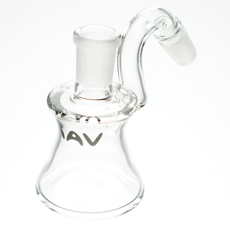 MAV Glass Dry Ash Catcher 14mm/45° angle, clear glass with MAV logo, front view