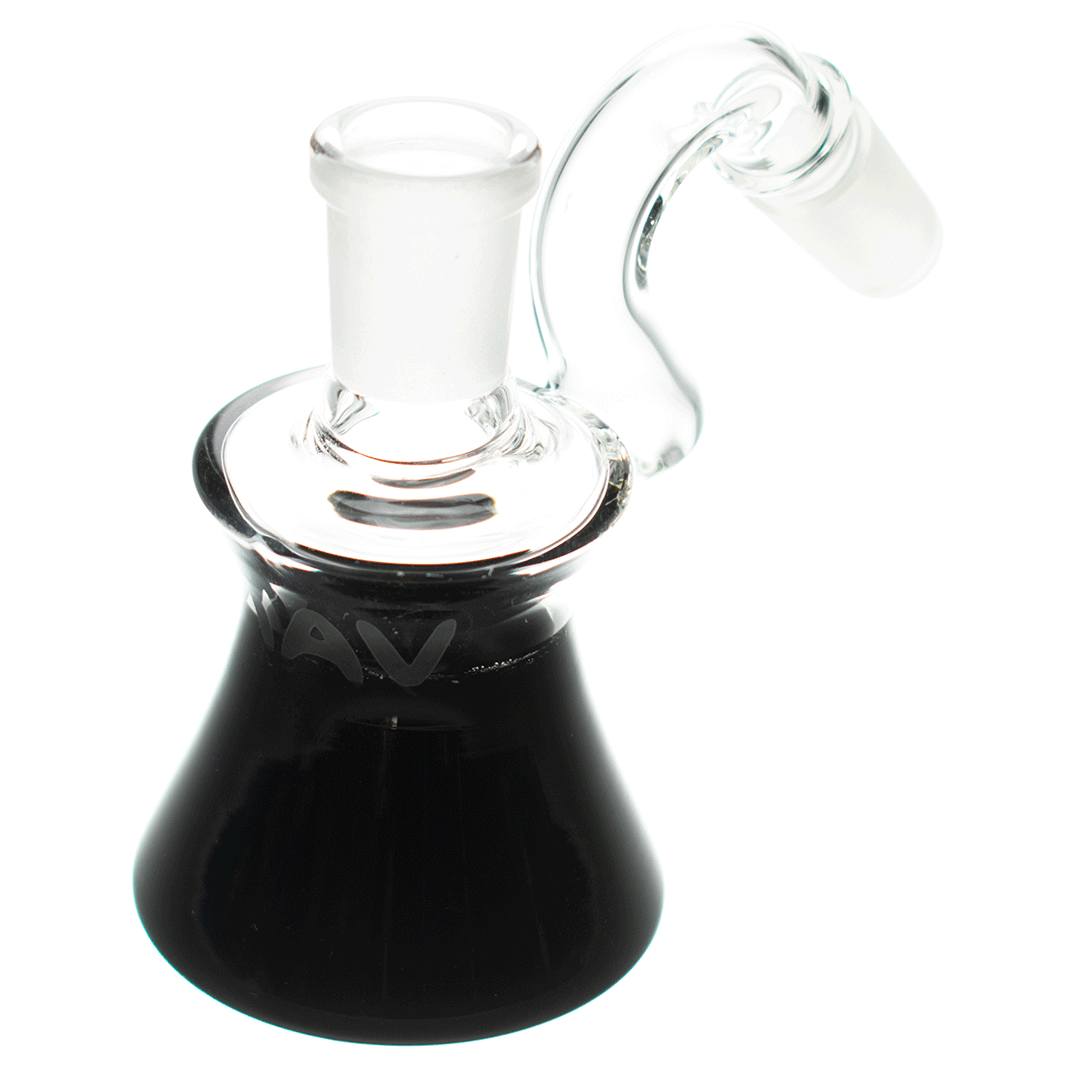 MAV Glass - Dry Ash Catcher 14mm/45°, Clear Top with Black Base, Angled View