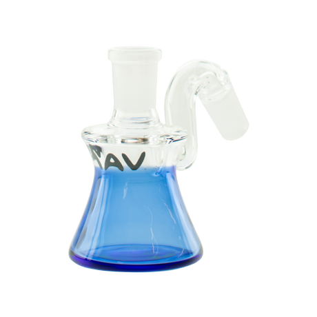 MAV Glass Dry Ash Catcher 14mm/45° with Blue Base and Clear Curved Neck - Front View