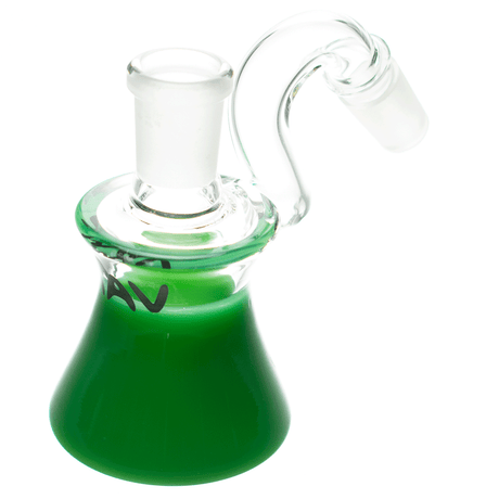 MAV Glass - Dry Ash Catcher 14mm/45° with Green Base - Angled Side View