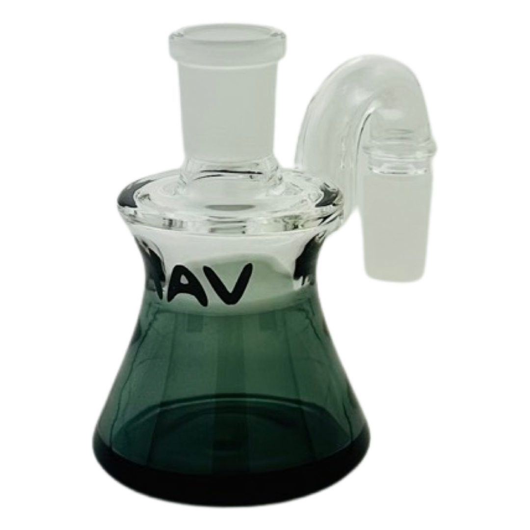 MAV Glass Dry Ash Catcher 14mm/90° with Clear and Green Glass - Front View