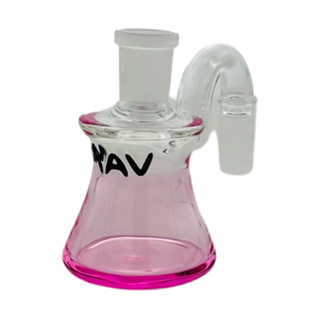MAV Glass Dry Ash Catcher 14mm/90° with Clear Body and Pink Base, Front View