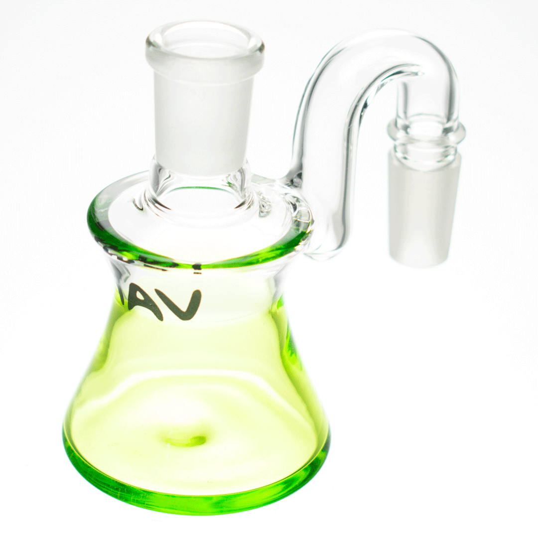 MAV Glass Dry Ash Catcher 14mm/90° with Clear Body and Green Accents