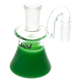 MAV Glass Dry Ash Catcher 14mm/90° with Clear and Green Glass - Angled Side View