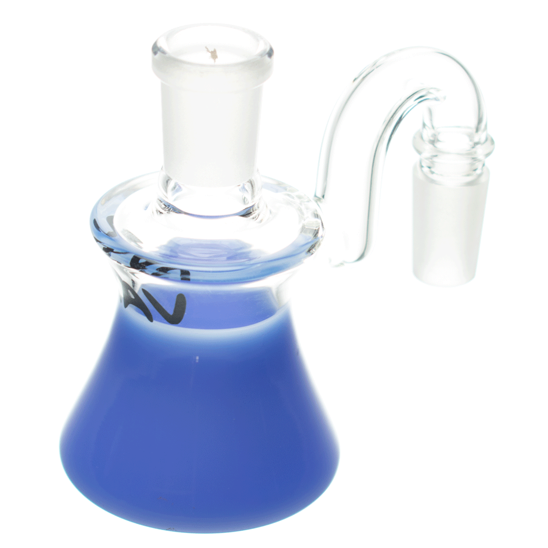 MAV Glass Dry Ash Catcher 14mm/90° in Blue - Front View on White Background