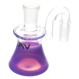 MAV Glass Dry Ash Catcher 14mm/90° with clear and purple glass, side view on white background