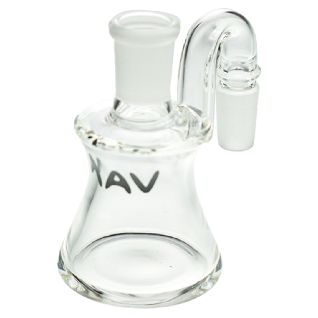 MAV Glass Dry Ash Catcher 14mm/90°, Clear Glass, Angled Side View